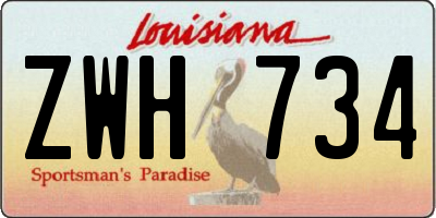 LA license plate ZWH734