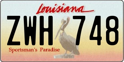 LA license plate ZWH748
