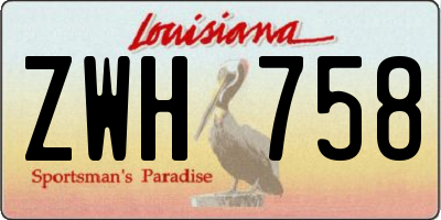 LA license plate ZWH758