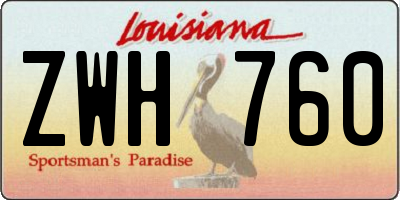 LA license plate ZWH760