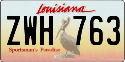 LA license plate ZWH763