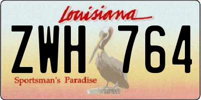 LA license plate ZWH764