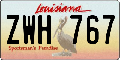 LA license plate ZWH767