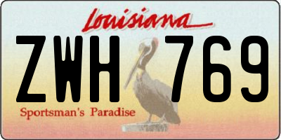 LA license plate ZWH769