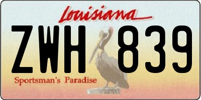 LA license plate ZWH839