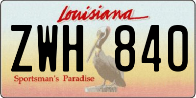 LA license plate ZWH840