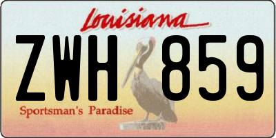 LA license plate ZWH859