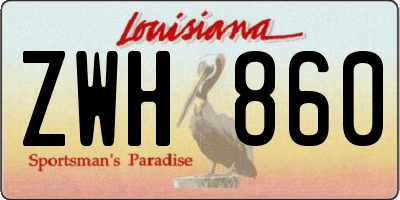 LA license plate ZWH860