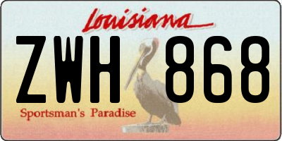 LA license plate ZWH868