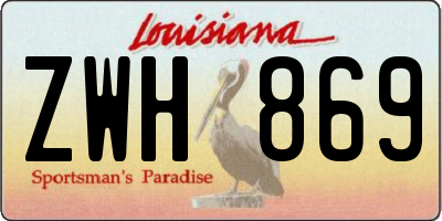 LA license plate ZWH869