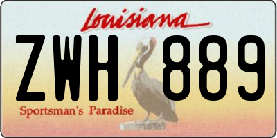 LA license plate ZWH889