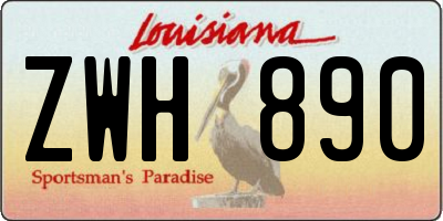 LA license plate ZWH890