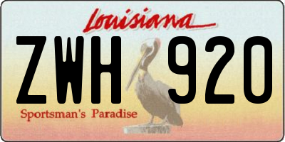 LA license plate ZWH920