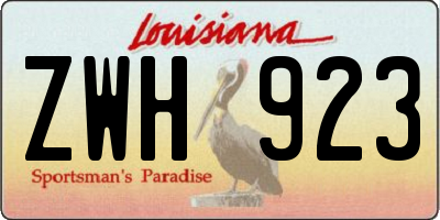 LA license plate ZWH923