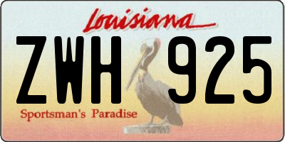 LA license plate ZWH925