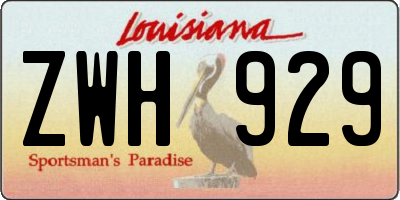 LA license plate ZWH929