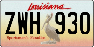 LA license plate ZWH930