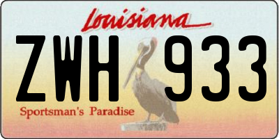 LA license plate ZWH933