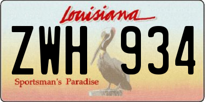 LA license plate ZWH934