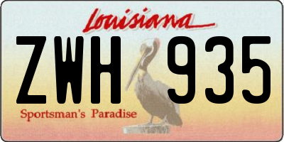 LA license plate ZWH935