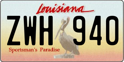 LA license plate ZWH940