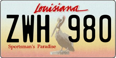 LA license plate ZWH980