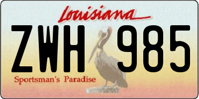 LA license plate ZWH985