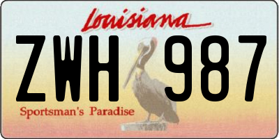 LA license plate ZWH987