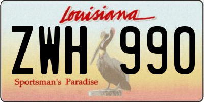 LA license plate ZWH990