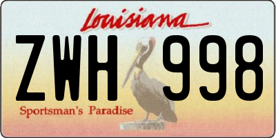 LA license plate ZWH998