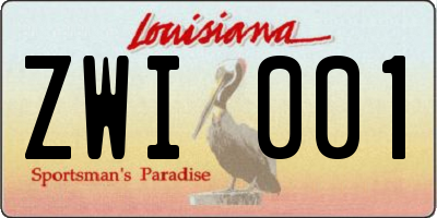 LA license plate ZWI001