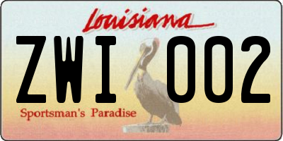 LA license plate ZWI002