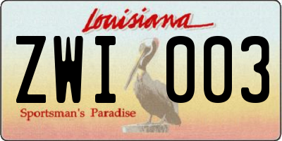 LA license plate ZWI003