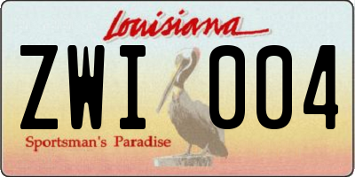 LA license plate ZWI004
