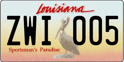 LA license plate ZWI005