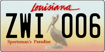 LA license plate ZWI006