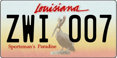 LA license plate ZWI007