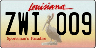 LA license plate ZWI009