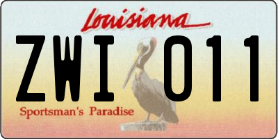 LA license plate ZWI011