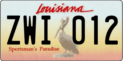 LA license plate ZWI012