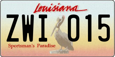 LA license plate ZWI015