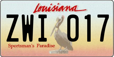 LA license plate ZWI017