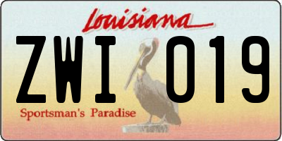 LA license plate ZWI019