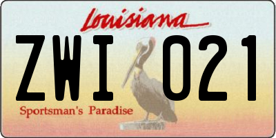 LA license plate ZWI021