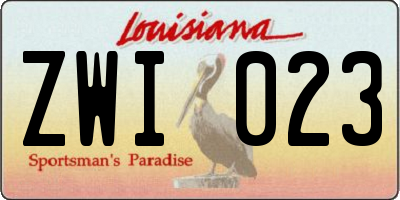 LA license plate ZWI023