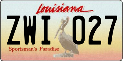 LA license plate ZWI027