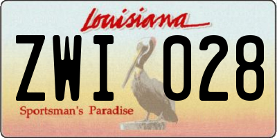 LA license plate ZWI028