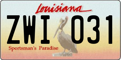 LA license plate ZWI031
