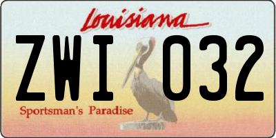 LA license plate ZWI032