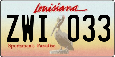 LA license plate ZWI033